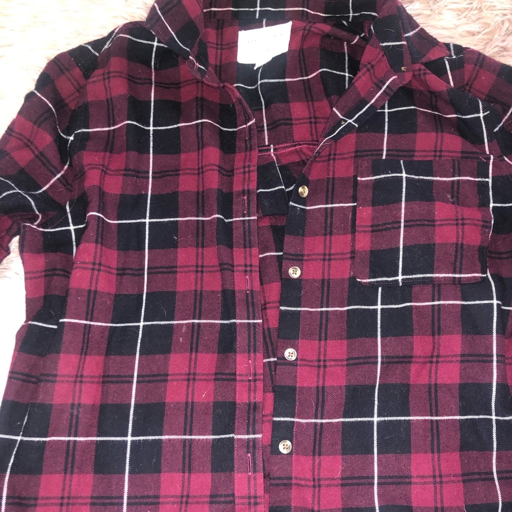 Maroon plaid flannel